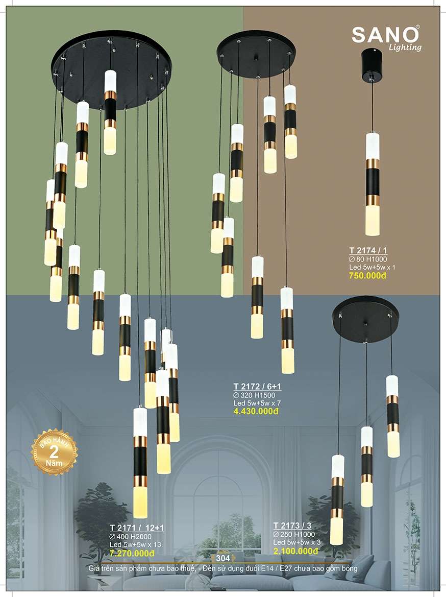 Đèn thả Sano Lighting T 2171/12+1, T 2172/6+1, T 2173/3, T 2174/1