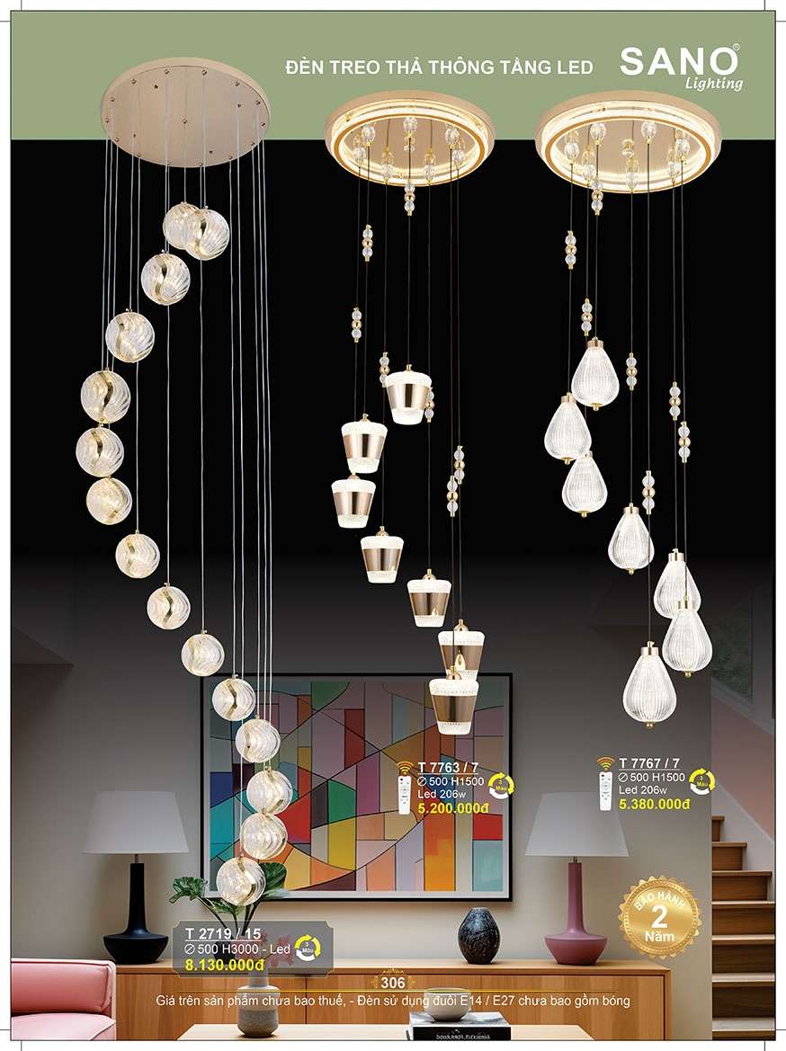 Đèn thả Sano Lighting T 2719/15, T 7763/7, T 7767/7
