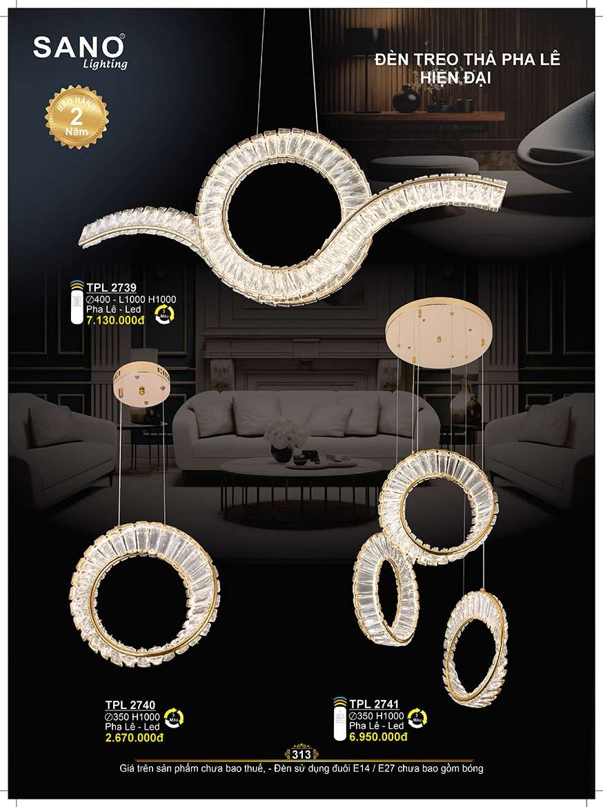 Đèn thả Sano Lighting TPL 2739, TPL 2740, TPL 2741