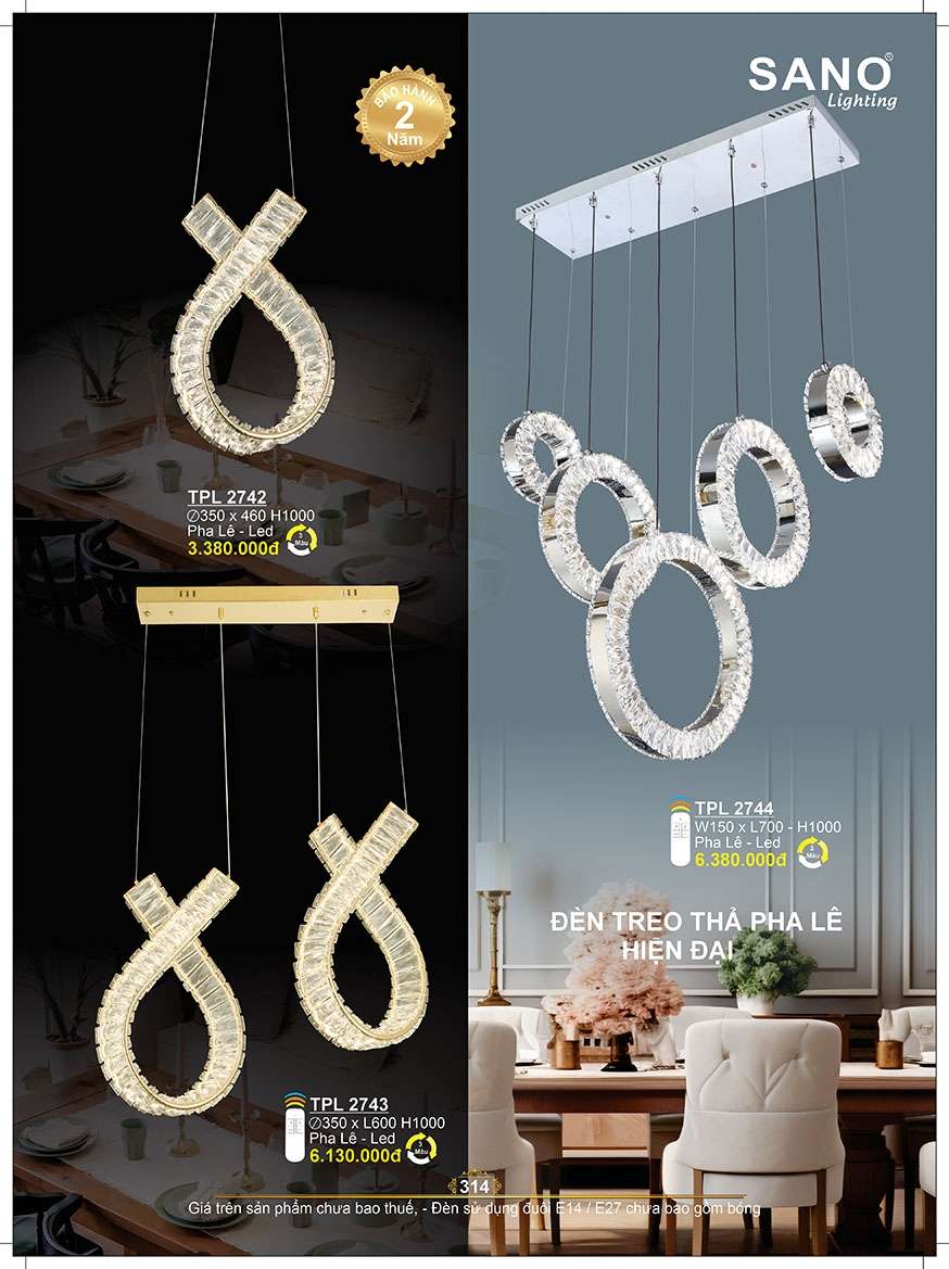 Đèn thả Sano Lighting TPL 2742, TPL 2743, TPL 2744