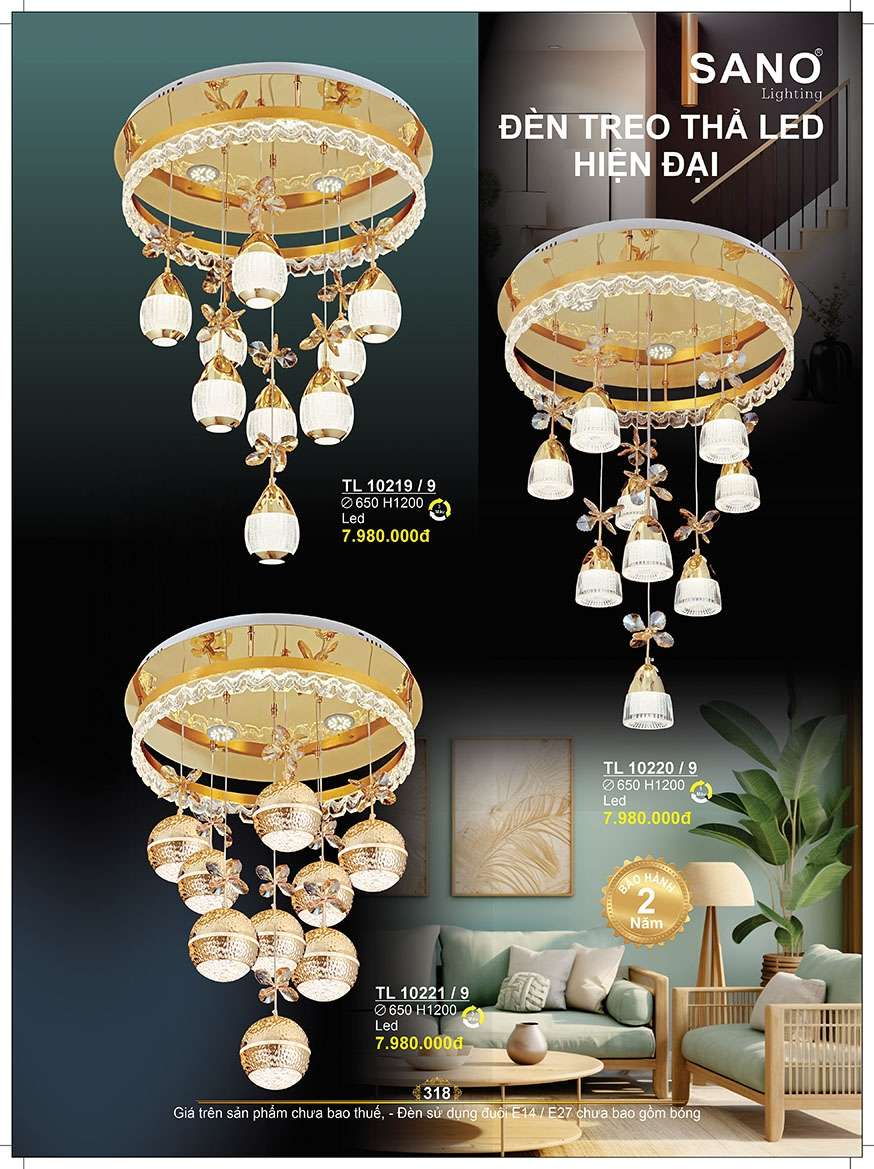 Đèn thả Sano Lighting TL 10219/9, TL 10220/9, TL 10221/9