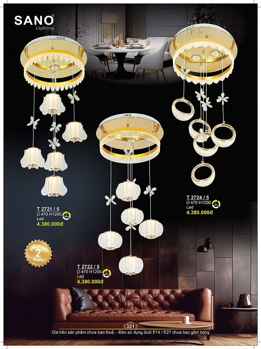 Đèn thả Sano Lighting T 2721/5, T 2722/5, T 2724/5
