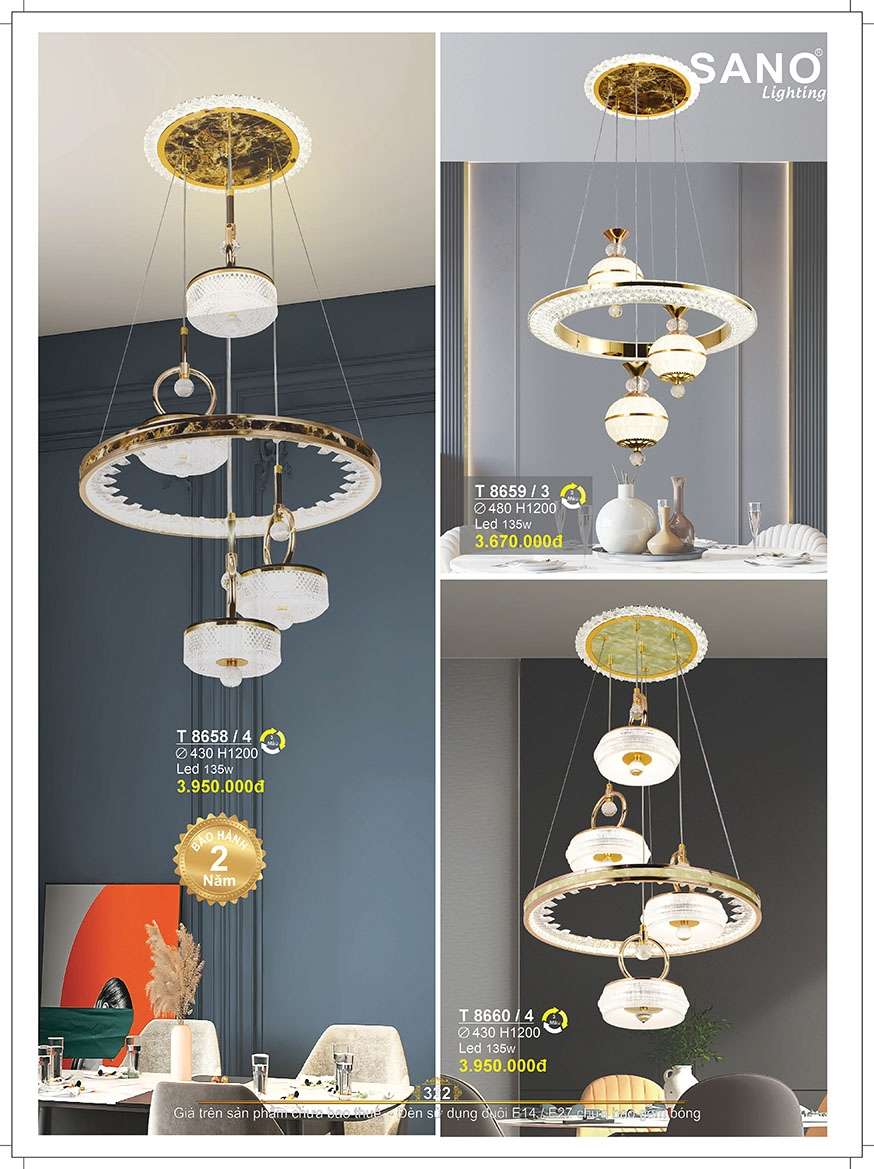 Đèn thả Sano Lighting T 8658/4, T 8659/3, T 8660/4