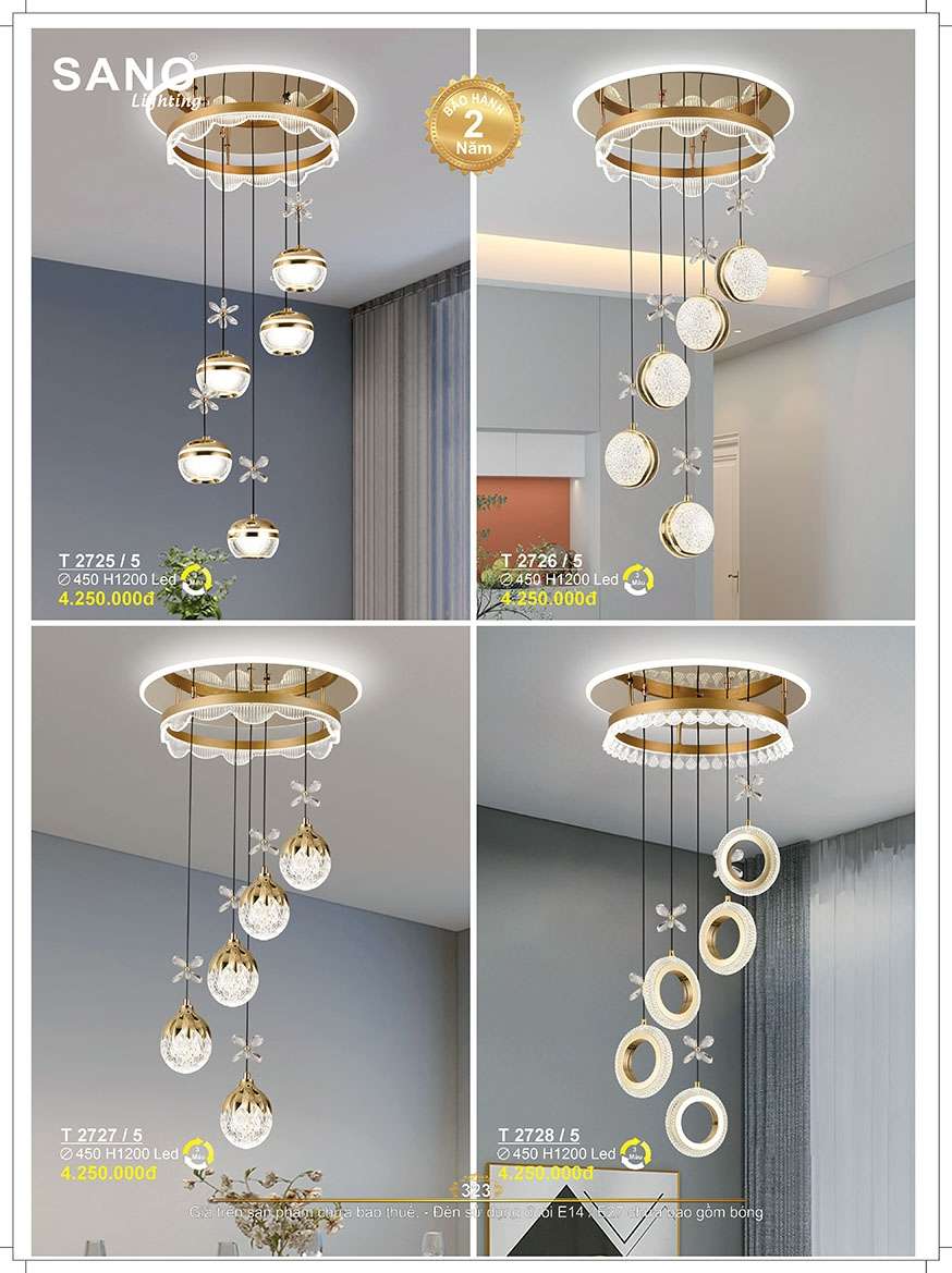 Đèn thả Sano Lighting T 2725/5, T 2726/5, T 2727/5, T 2728/5