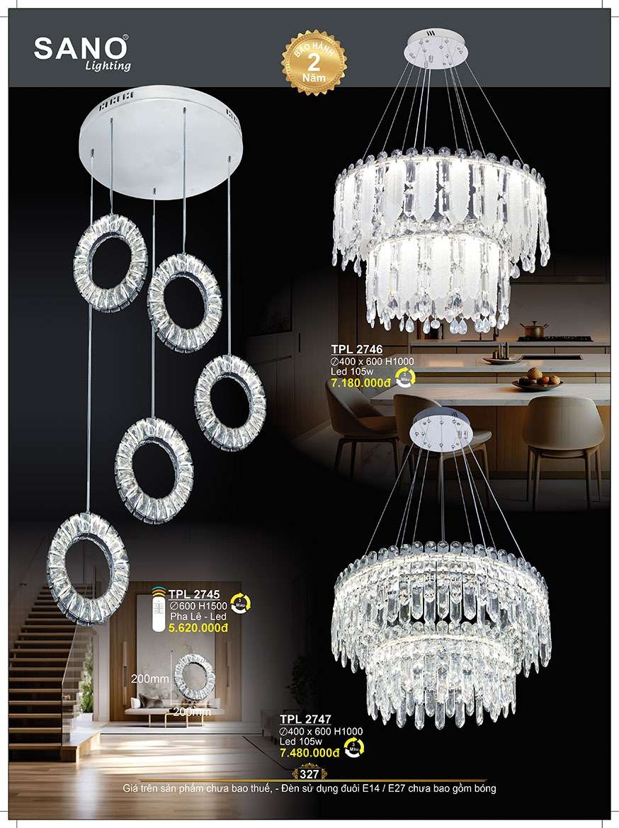 Đèn thả Sano Lighting TPL 2745, TPL 2746, TPL 2747