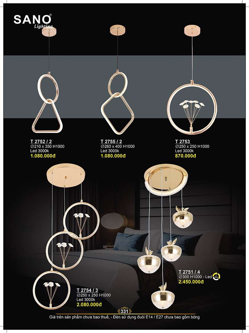 Đèn thả Sano Lighting T 2752/2, T 2755/2, T 2753, T 2754/3, T 2751/4