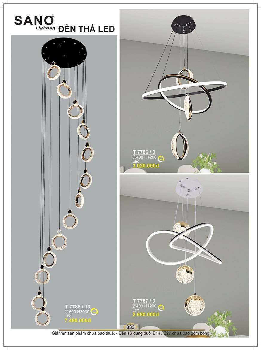Đèn thả Sano Lighting T 7788/13, T 7786/3, T 7787/3
