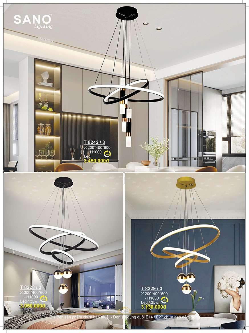 Đèn thả Sano Lighting T 8242/3, T 8228/3, T 8229/3