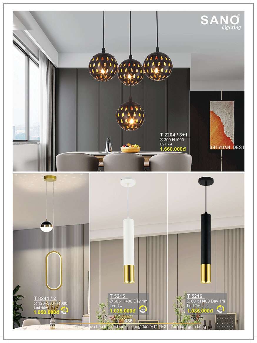 Đèn thả Sano Lighting T 2204/3+1, T 8244/2, T 5215, T 5216