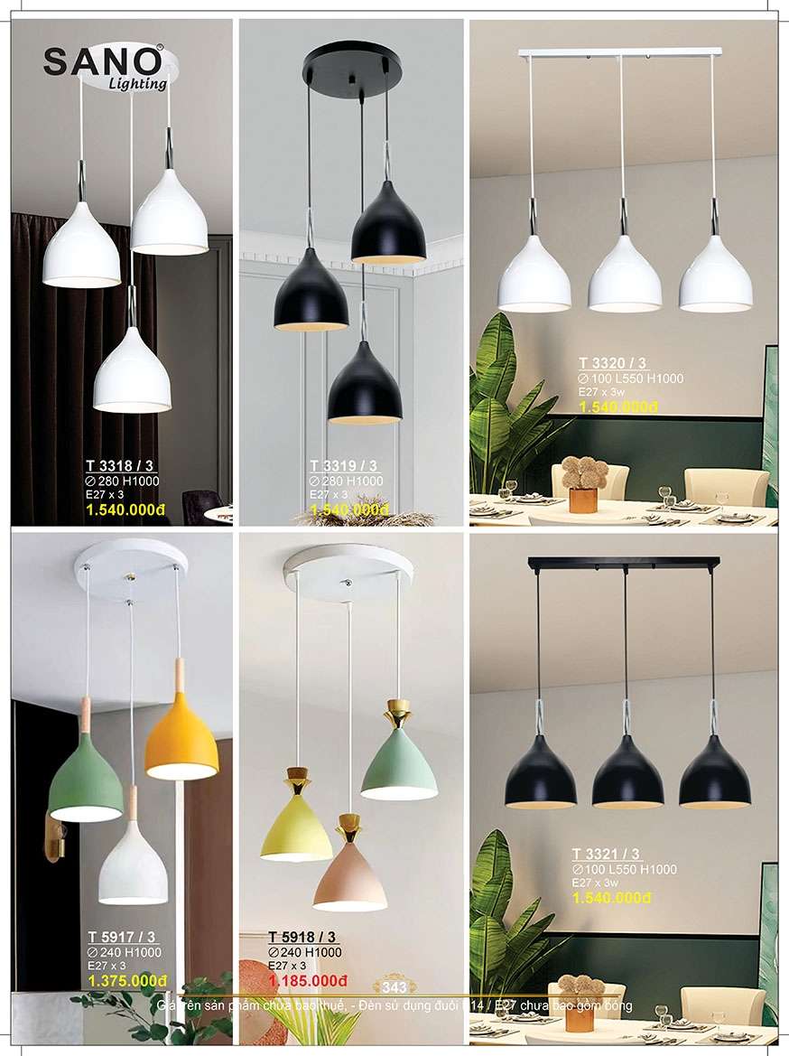 Đèn thả Sano Lighting T 3318/3, T 3319/3, T 3320/3, T 5917/3, T 5918/3, T 3321/3