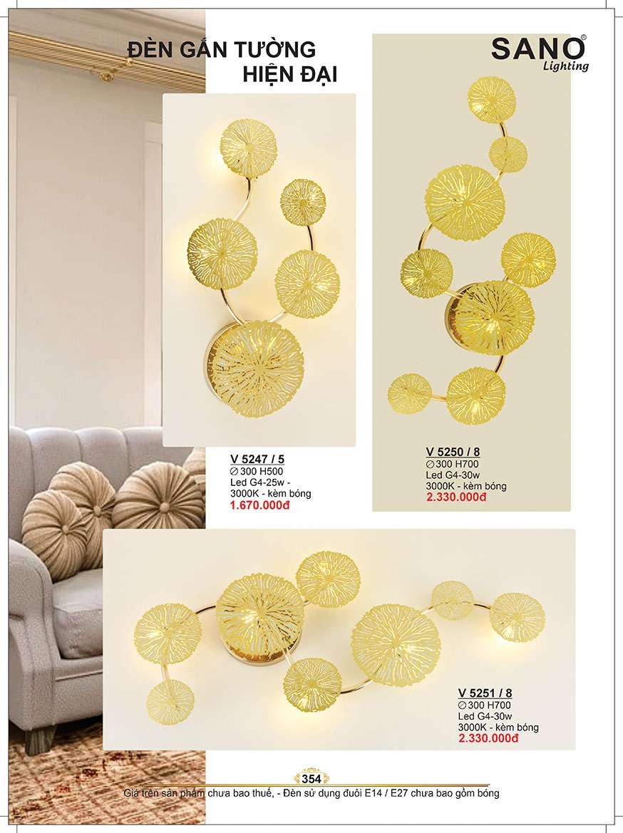 Đèn tường Sano Lighting V 5247/5, V 5250/8, V 5251/8
