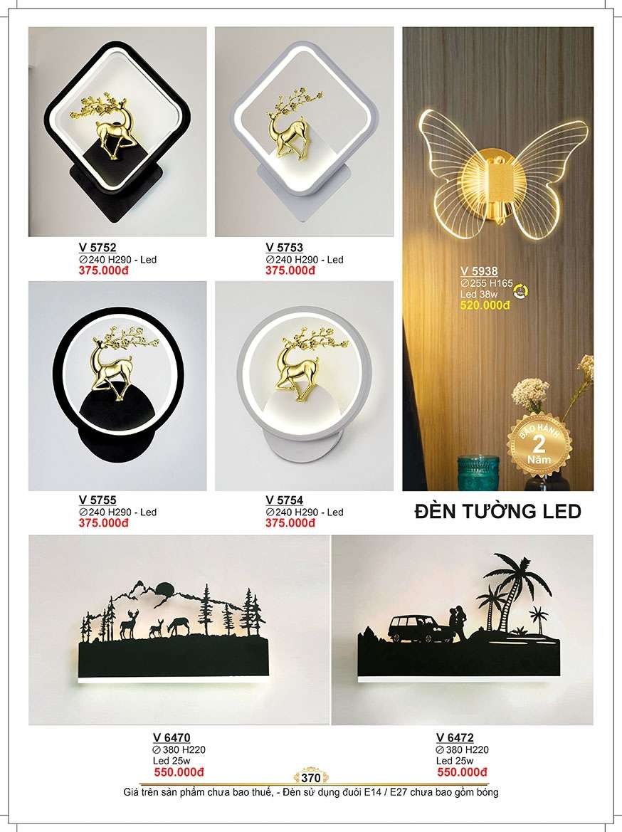 Đèn tường Sano Lighting V 5752, V 5753, V 5755, V 5754, V 6470, V 6472