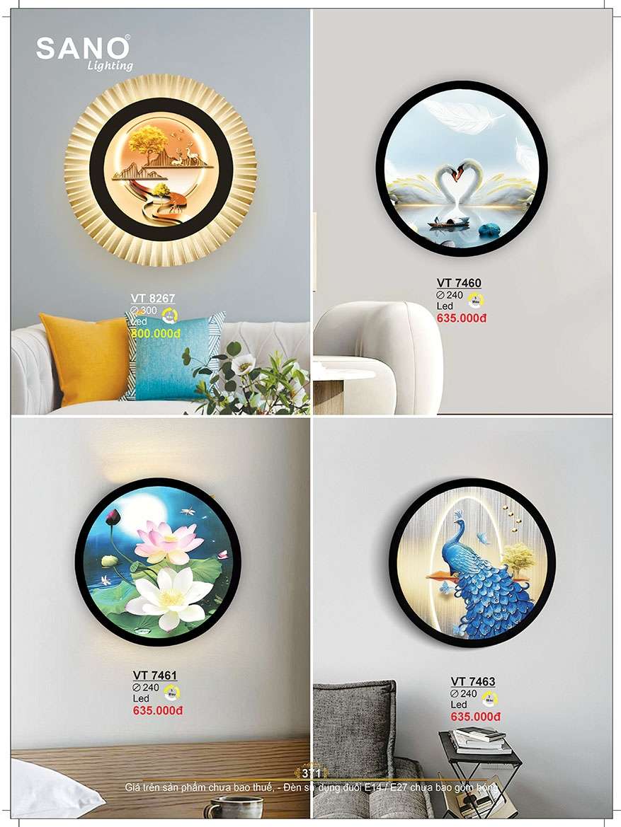 Đèn tường Sano Lighting VT 8267, VT 7460, VT 7461, VT 7463