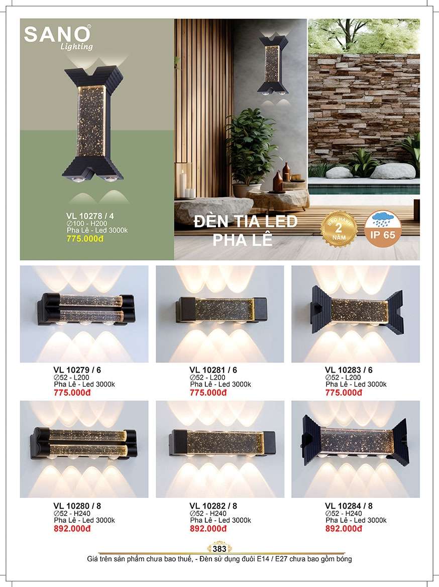 Đèn vách Sano Lighting VL 10279/6, VL 10281/6, VL 10283/6, VL 10280/8, VL 10282/8, VL 10284/8, VL 10278/4