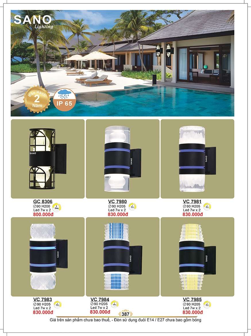 Đèn vách Sano Lighting GC 8306, VC 7980, VC 7981, VC 7983, VC 7984, VC7985