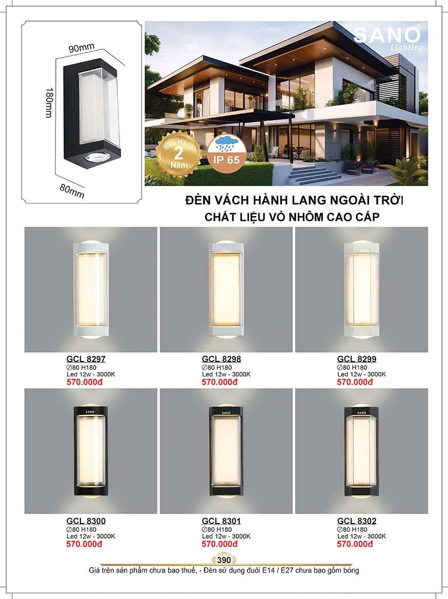Đèn vách Sano Lighting GCL 8297, GCL 8298, GCL 8299, GCL 8300, GCL 8301, GCL 8302