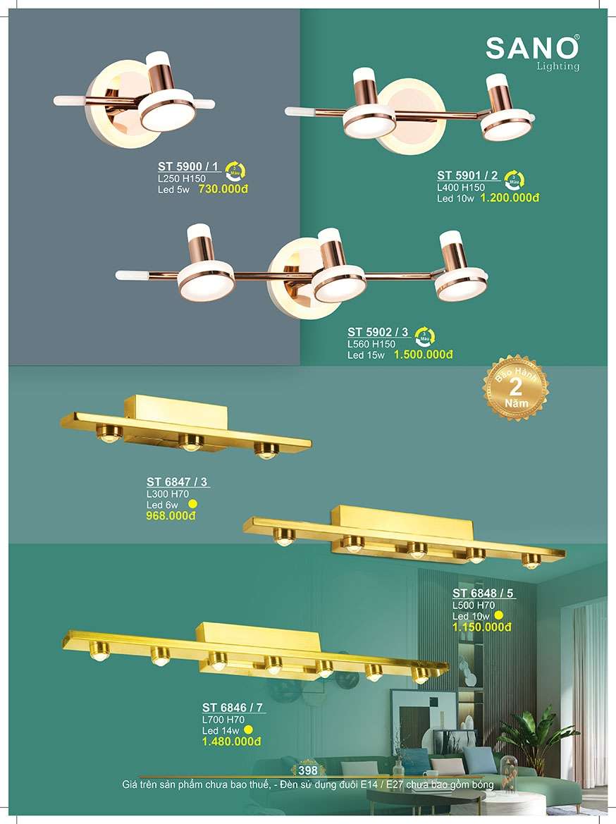Đèn soi gương & tranh Sano Lighting ST 5900/1, ST 5901/2, ST 5902/3, ST 6847/3, ST 6848/5, ST 6846/7