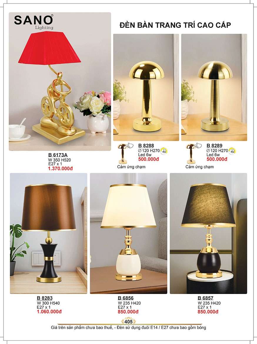 Đèn bàn Sano Lighting B 6173A, B 8288, B 8289, B 8283, B 6856, B 6857