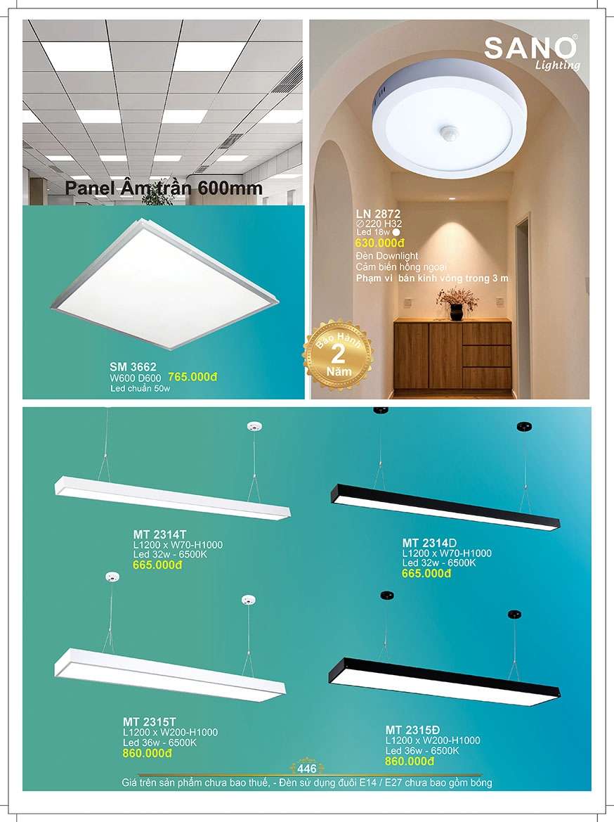 Đèn led ốp nổi Sano Lighting LN 2872, SM 3662, MT 2314T, MT 2314D, MT 2315T, MT 2315Đ