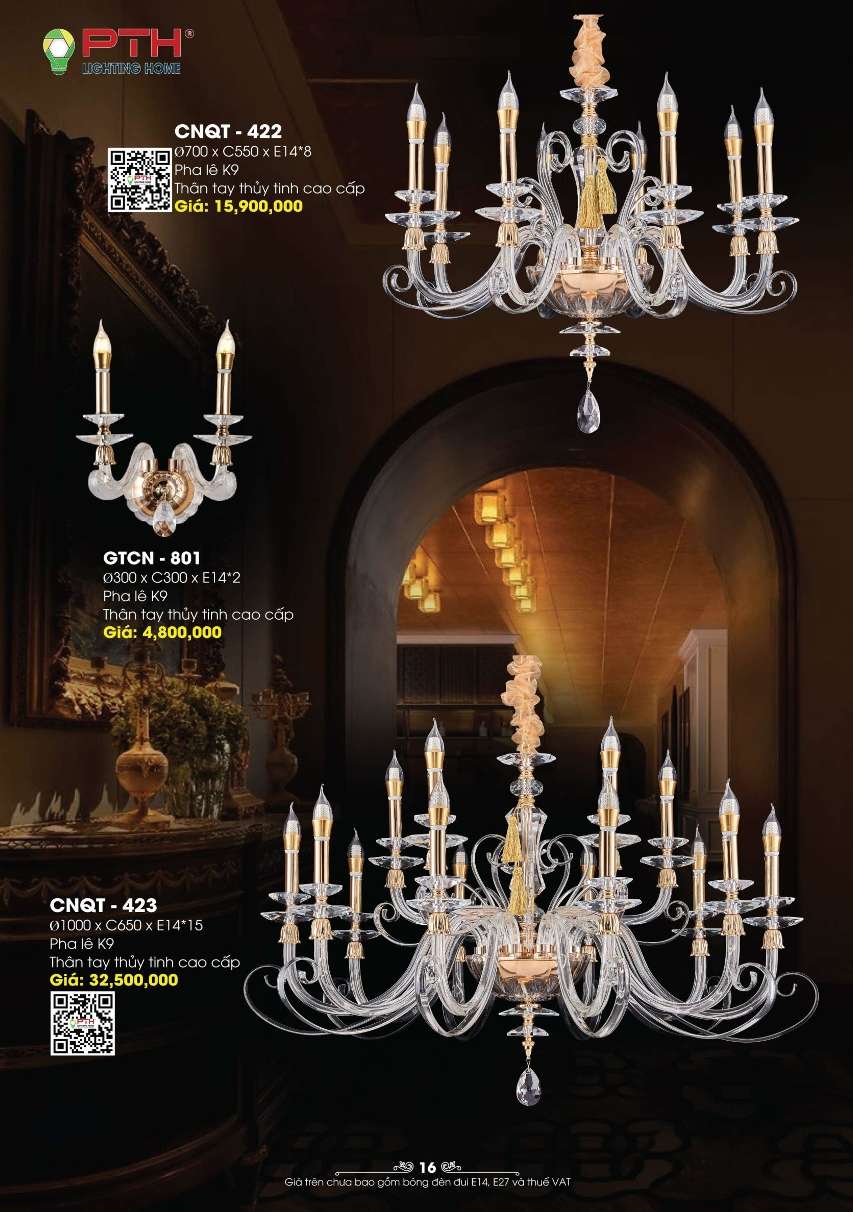 Đèn chùm PTH Lighting Home CNQT - 422, CNQT - 423, GTCN - 801