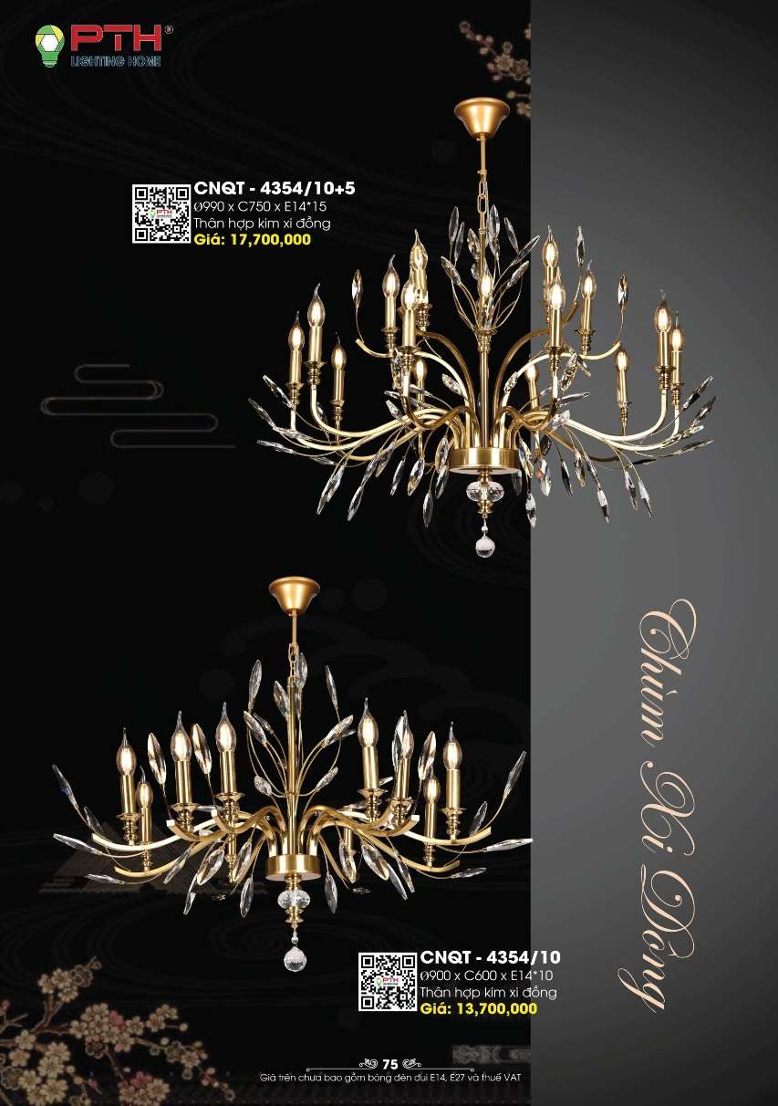 Đèn chùm PTH Lighting Home CNQT - 4354/10+5, CNQT - 4354/10