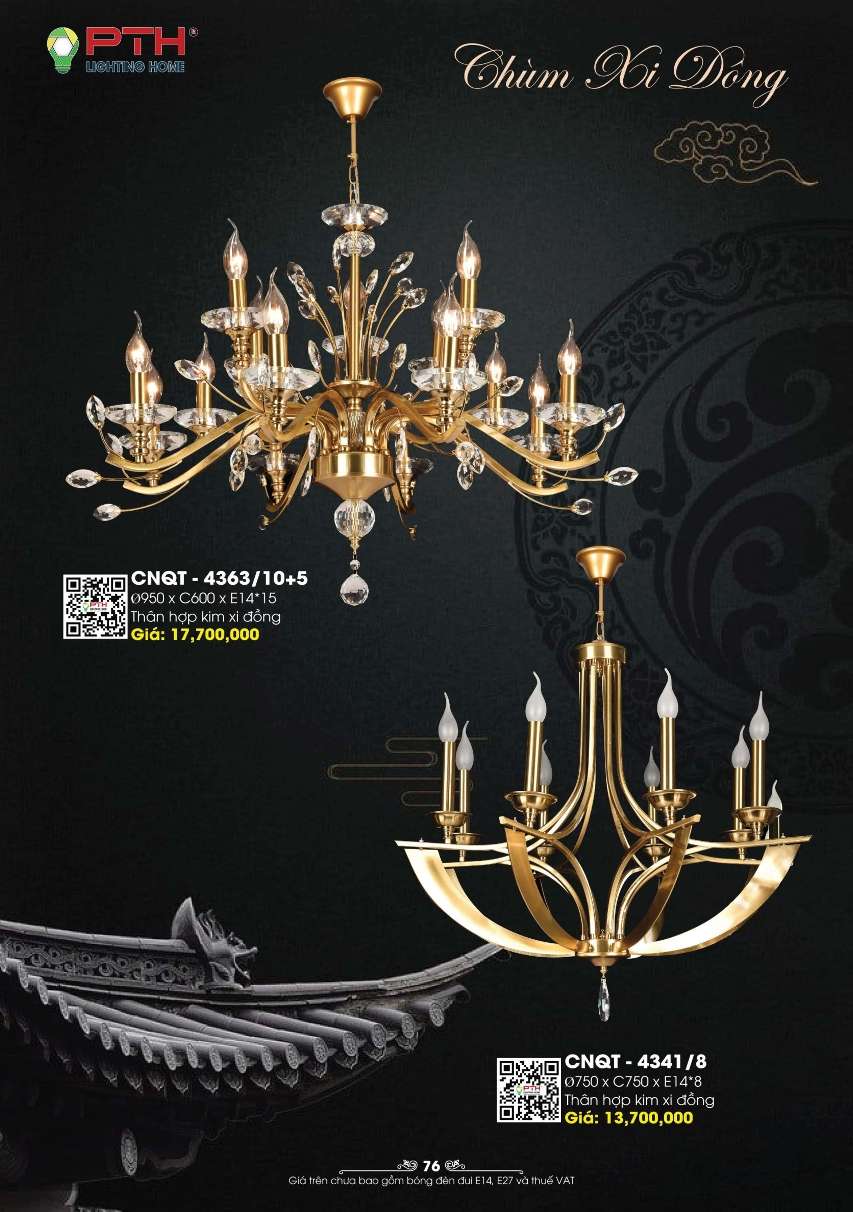Đèn chùm PTH Lighting Home CNQT - 4363/10+5, CNQT - 4341/8