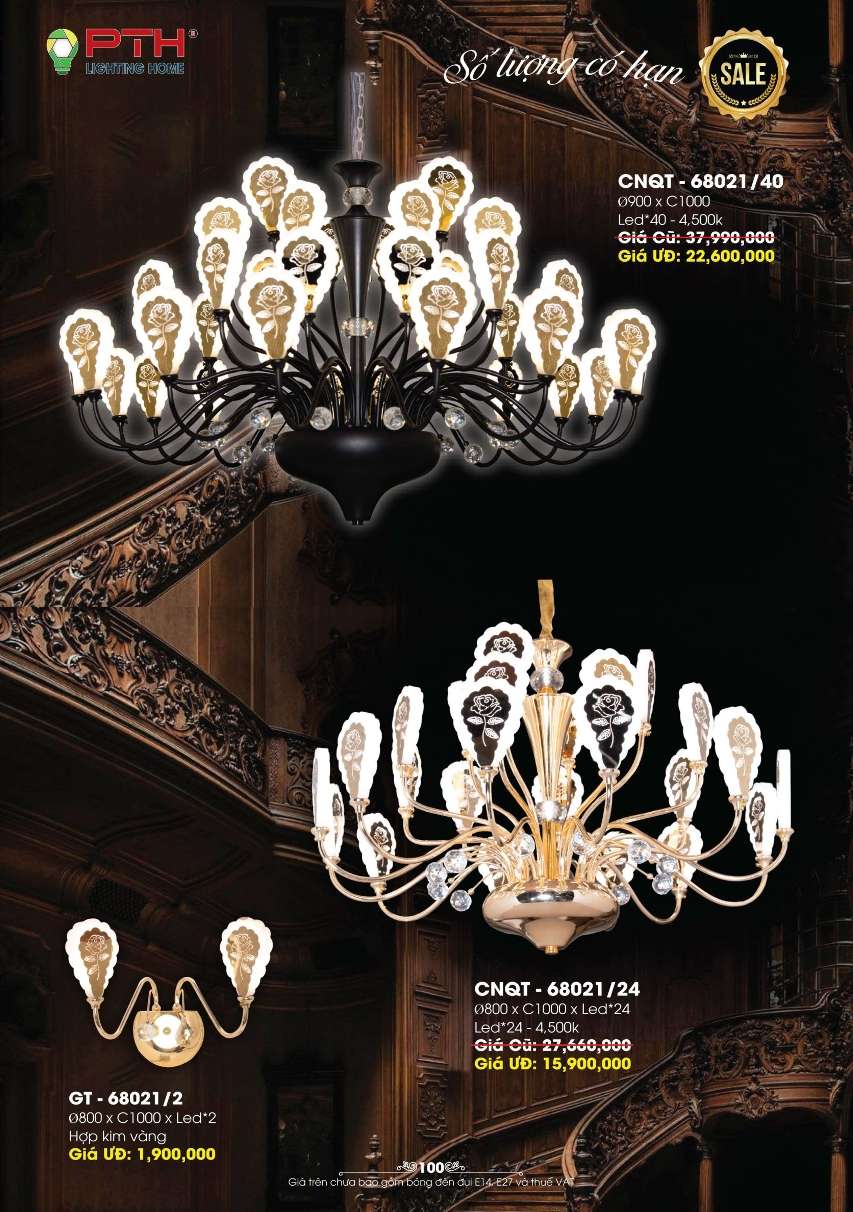 Đèn chùm PTH Lighting Home CNQT - 68021/24, CNQT - 68021/40, GT - 68021/2