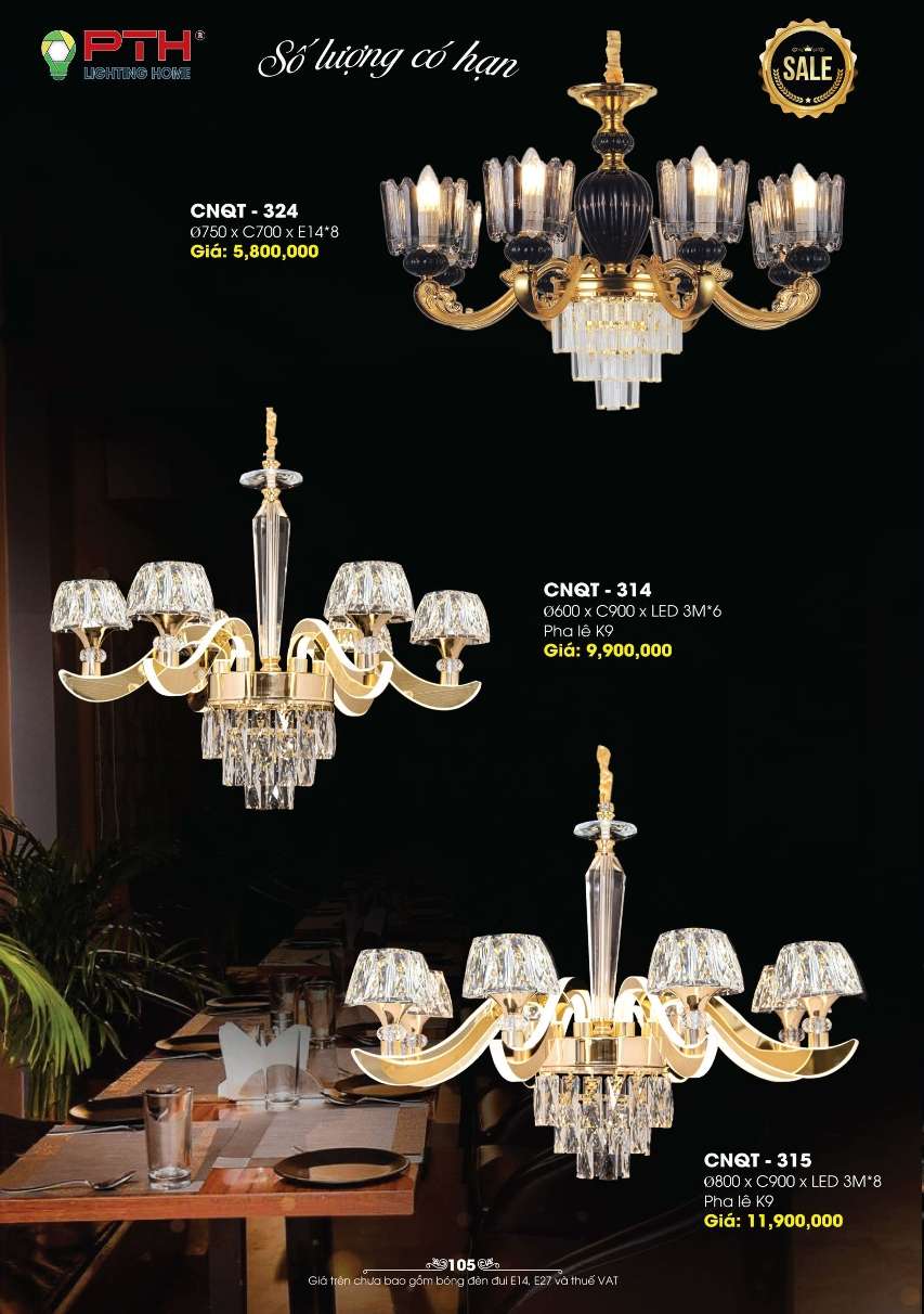 Đèn chùm PTH Lighting Home CNQT - 324, CNQT - 314, CNQT - 315
