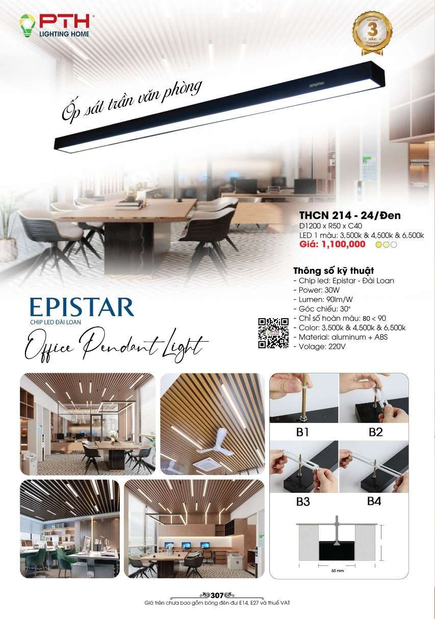 Đèn thả PTH Lighting Home THCN 214 - 24/Đen