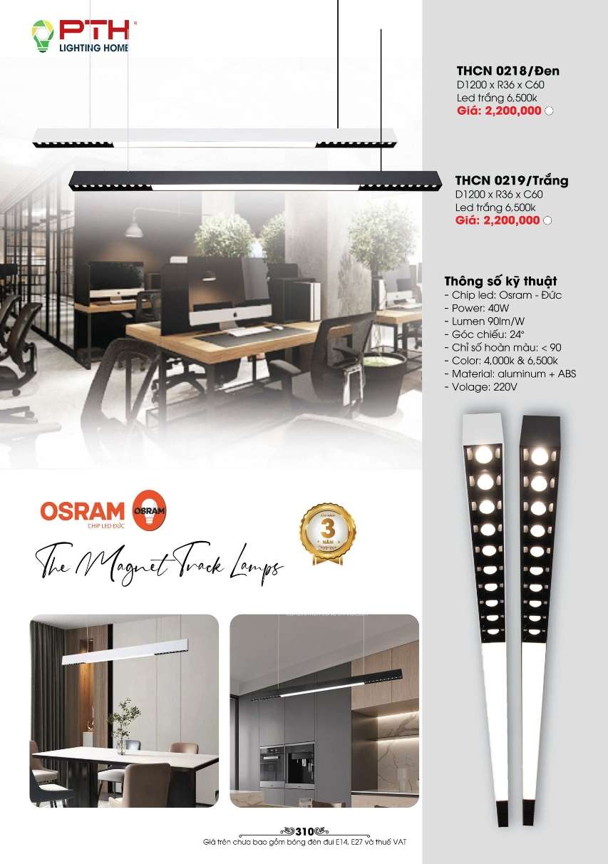 Đèn thả PTH Lighting Home THCN 0218/Đen, THCN 0219/Trắng