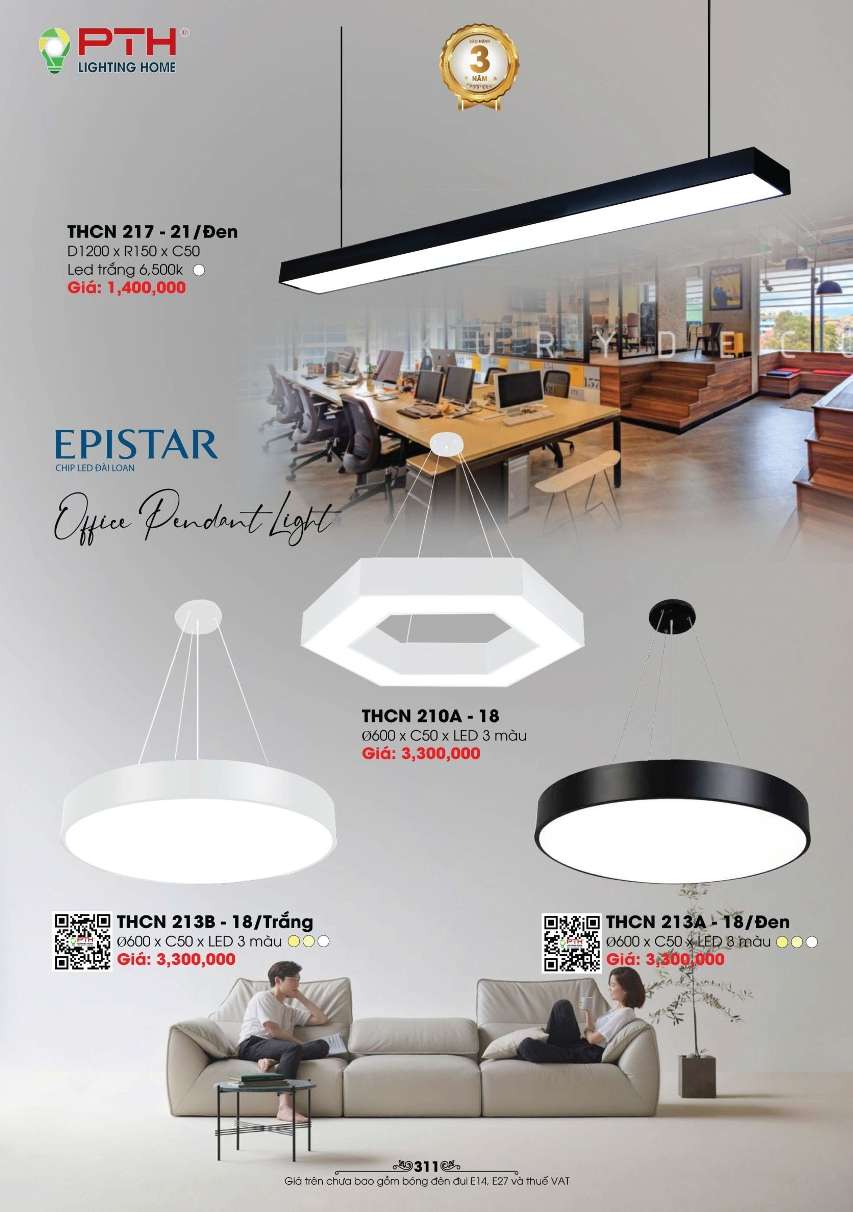 Đèn thả PTH Lighting Home THCN 217 - 21/Đen, THCN 210A - 18, THCN 213B - 18/Trắng, THCN 213A - 18/Đen