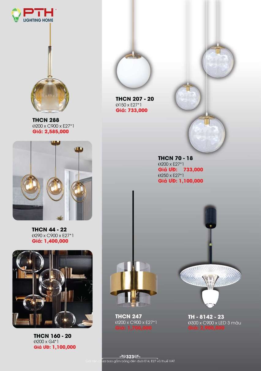 Đèn thả PTH Lighting Home THCN 288, THCN 207 - 20, THCN 70 - 18, THCN 44 - 22, THCN 160 - 20, THCN 247, TH - 8142 - 23