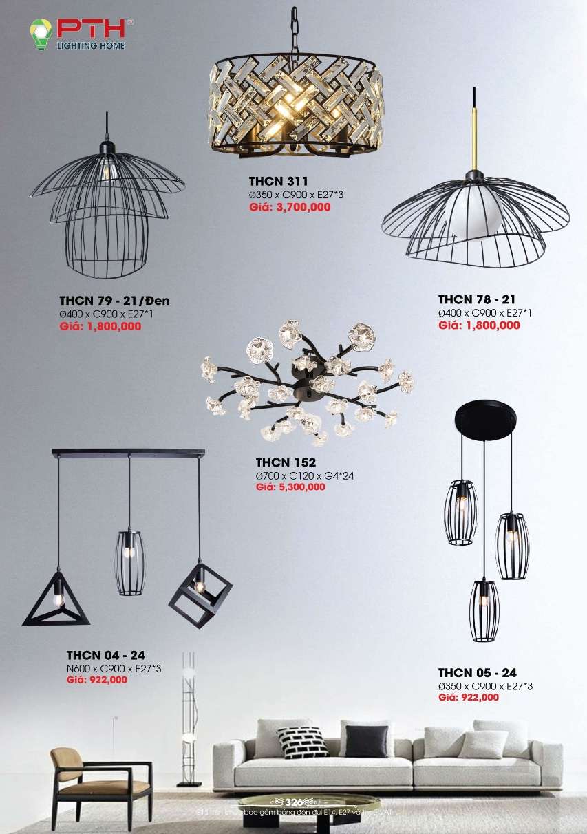 Đèn thả PTH Lighting Home THCN 311, THCN 79 - 21/Đen, THCN 78 - 21, THCN 152, THCN 04 - 24, THCN 05 - 24