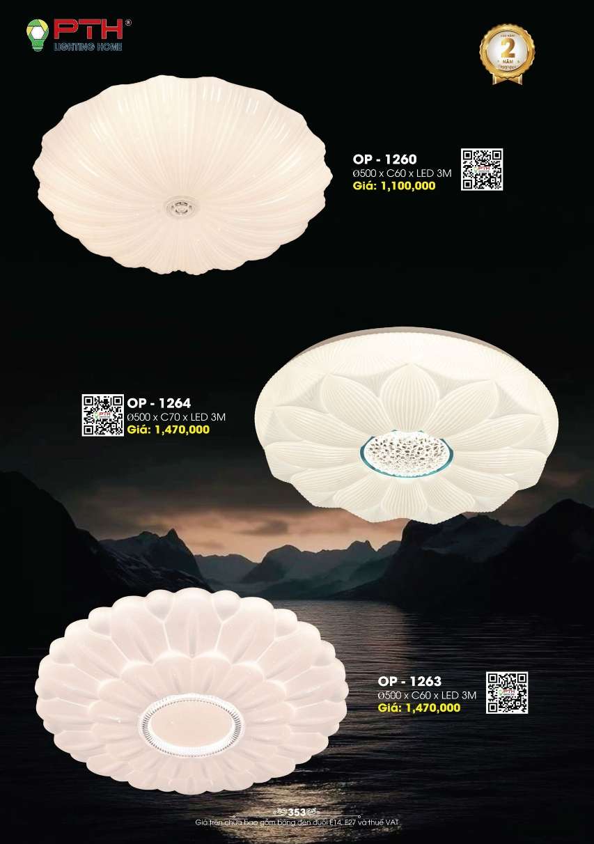 Đèn mâm ốp trần PTH Lighting Home OP - 1260, OP - 1263, OP - 1264
