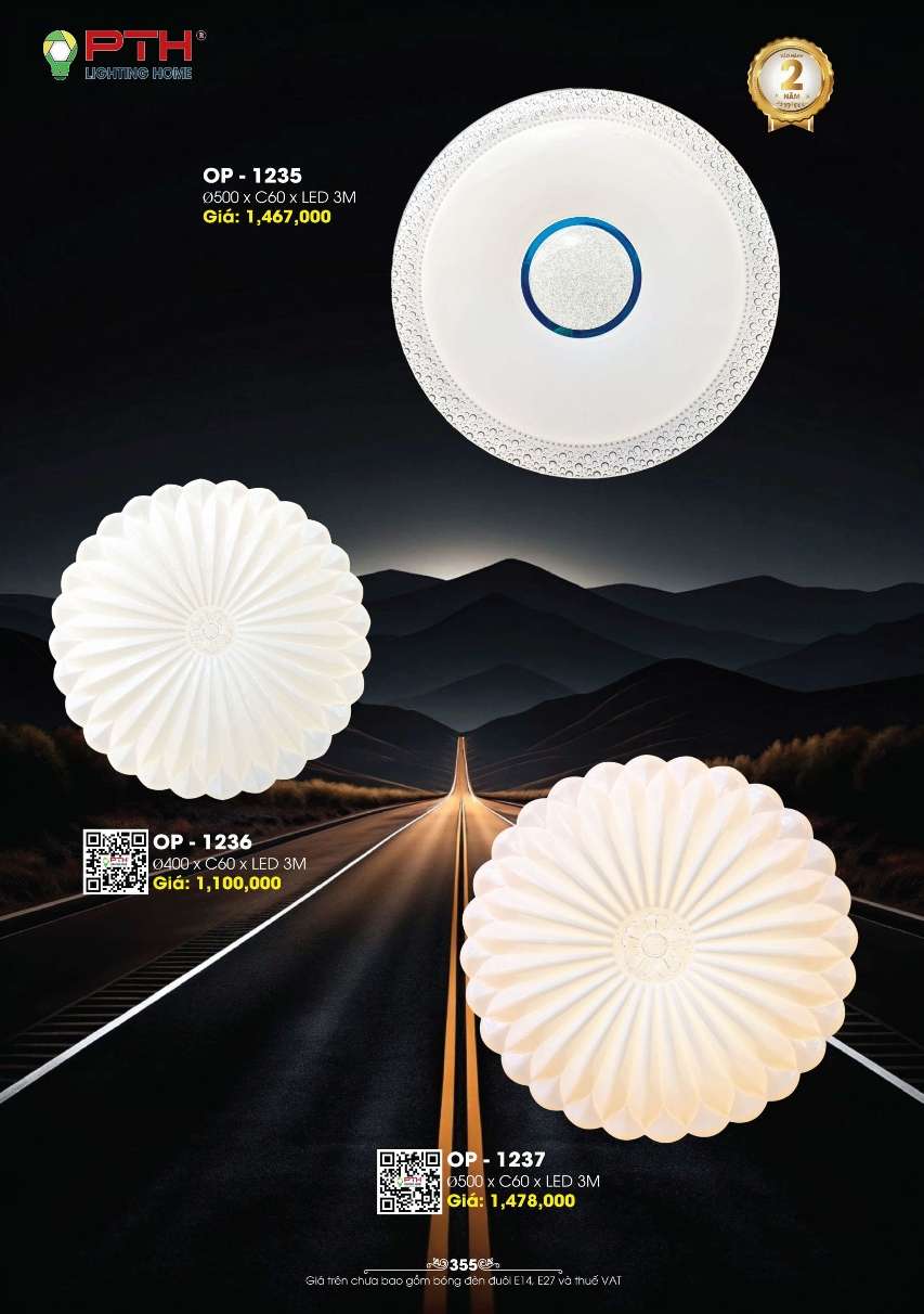 Đèn mâm ốp trần PTH Lighting Home OP - 1235, OP - 1236, OP - 1237