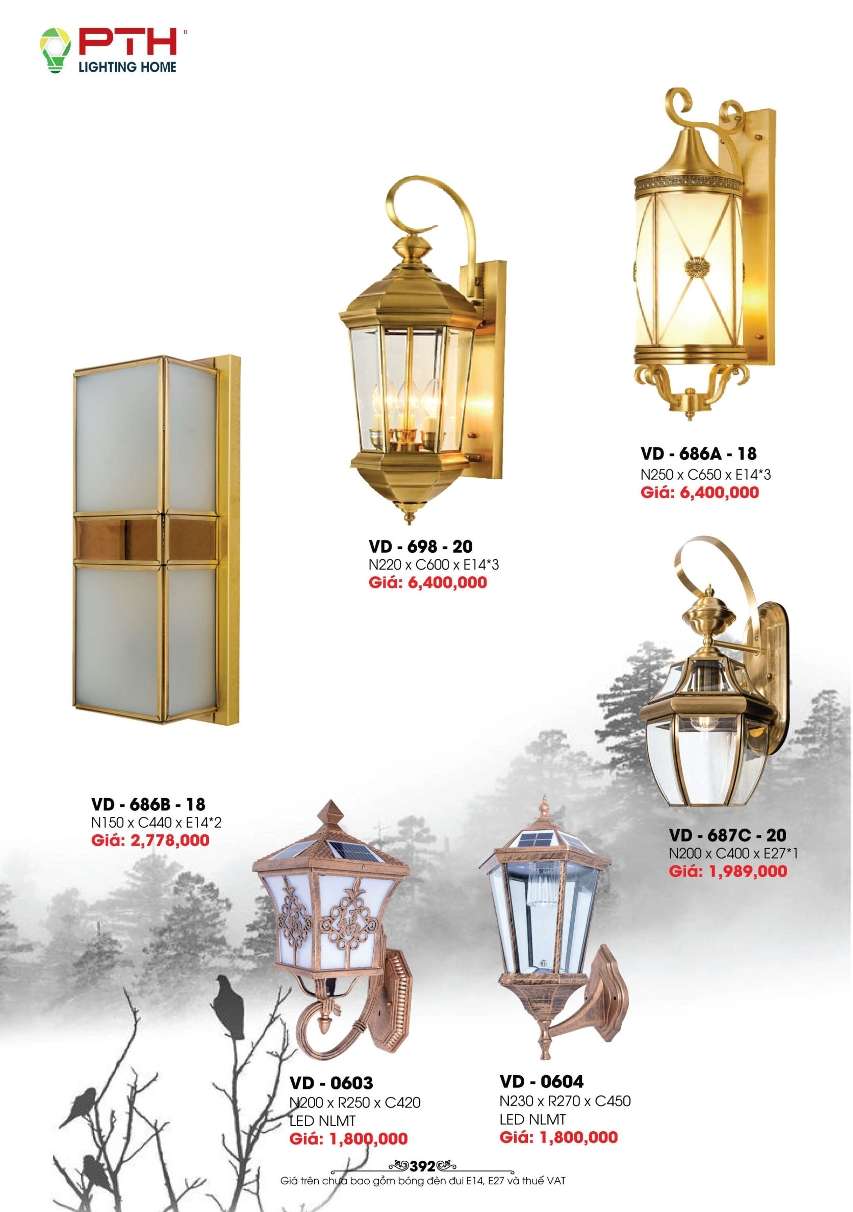 Đèn gắn tường PTH Lighting Home VD - 686B - 18, VD - 698 - 20, VD - 686A - 18, VD - 0603, VD - 0604, VD - 687C - 20