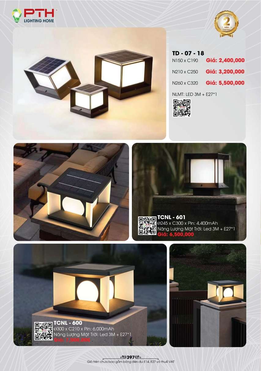 Đèn năng lượng mặt trời PTH Lighting Home TD - 07 - 18, TCNL - 601, TCNL - 600