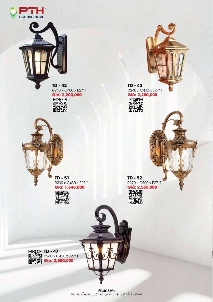Đèn gắn tường PTH Lighting Home TD - 42, TD - 43, TD - 51, TD - 52, TD - 47
