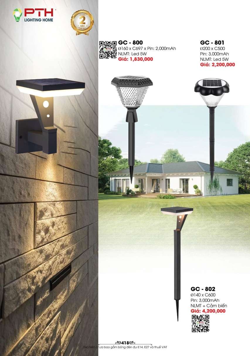 Đèn năng lượng mặt trời PTH Lighting Home GC - 800, GC - 801, GC - 802
