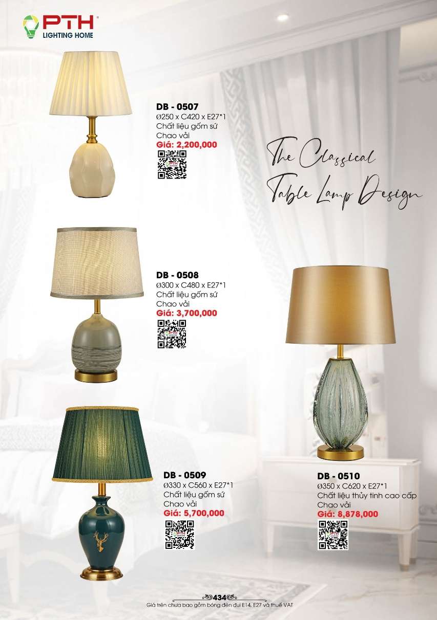 Đèn bàn PTH Lighting Home DB - 0507, DB - 0508, DB - 0509, DB - 0510