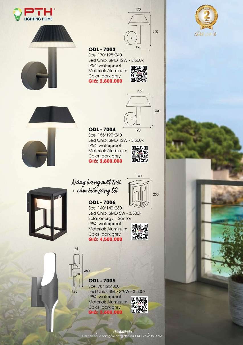 Đèn gắn tường PTH Lighting Home ODL - 7003, ODL - 7004, ODL - 7005, ODL - 7006