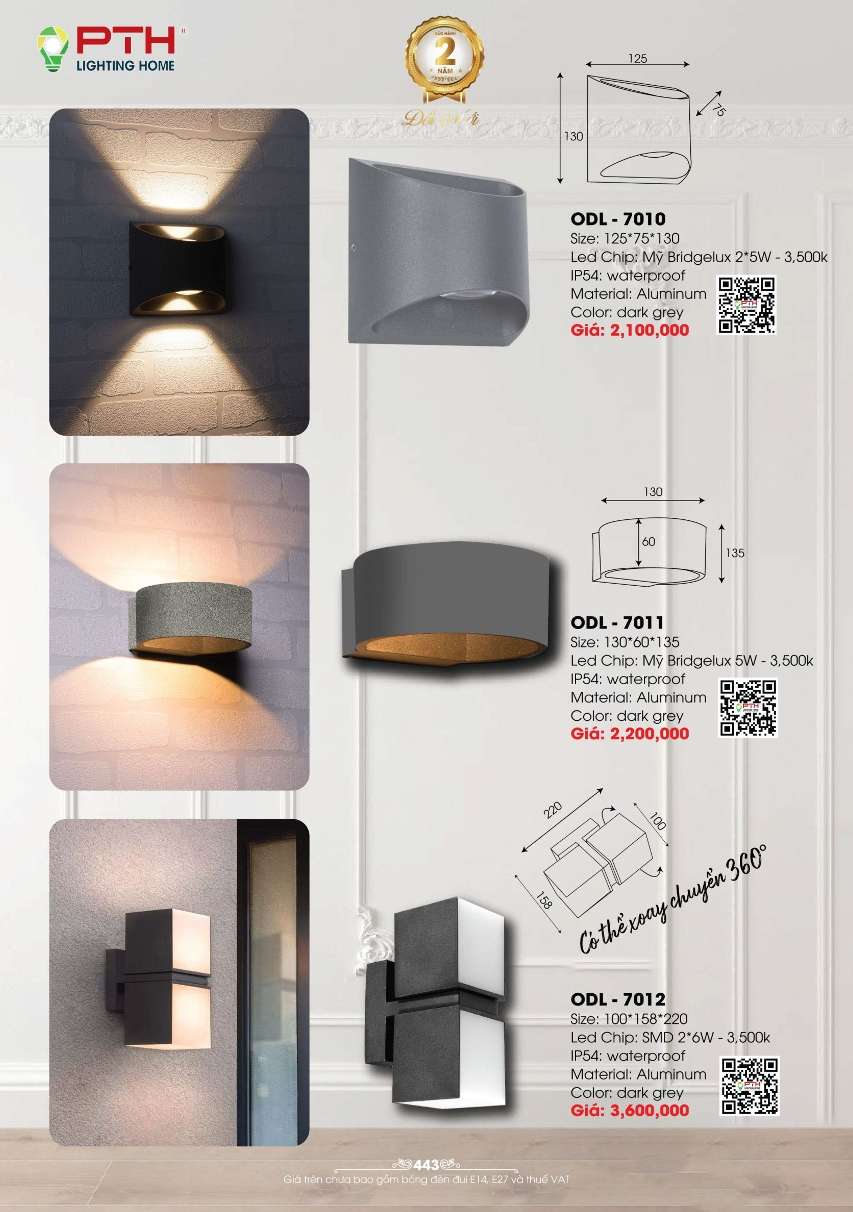 Đèn gắn tường PTH Lighting Home ODL - 7010, ODL - 7011, ODL - 7012
