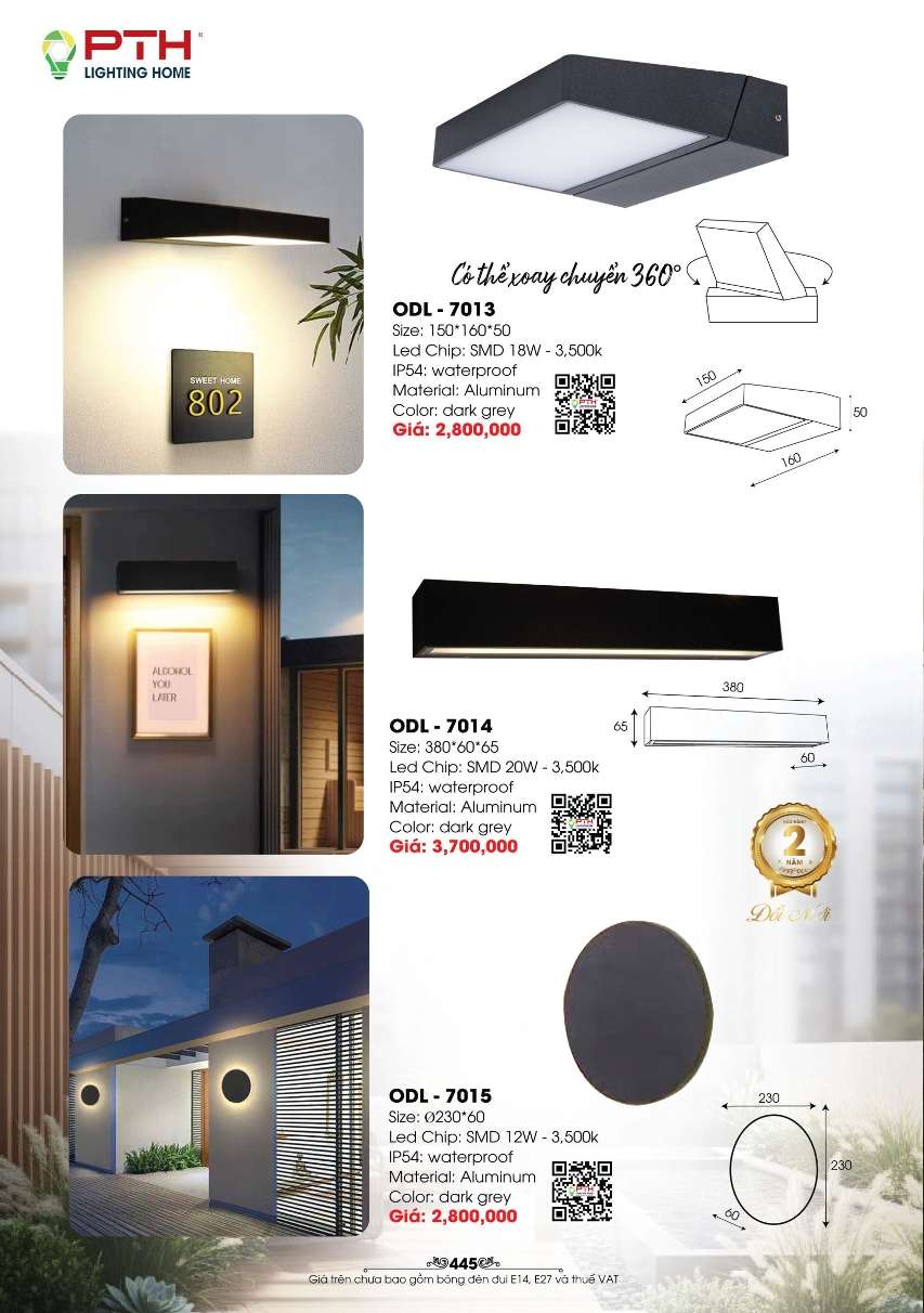 Đèn gắn tường PTH Lighting Home ODL - 7013, ODL - 7014, ODL - 7015