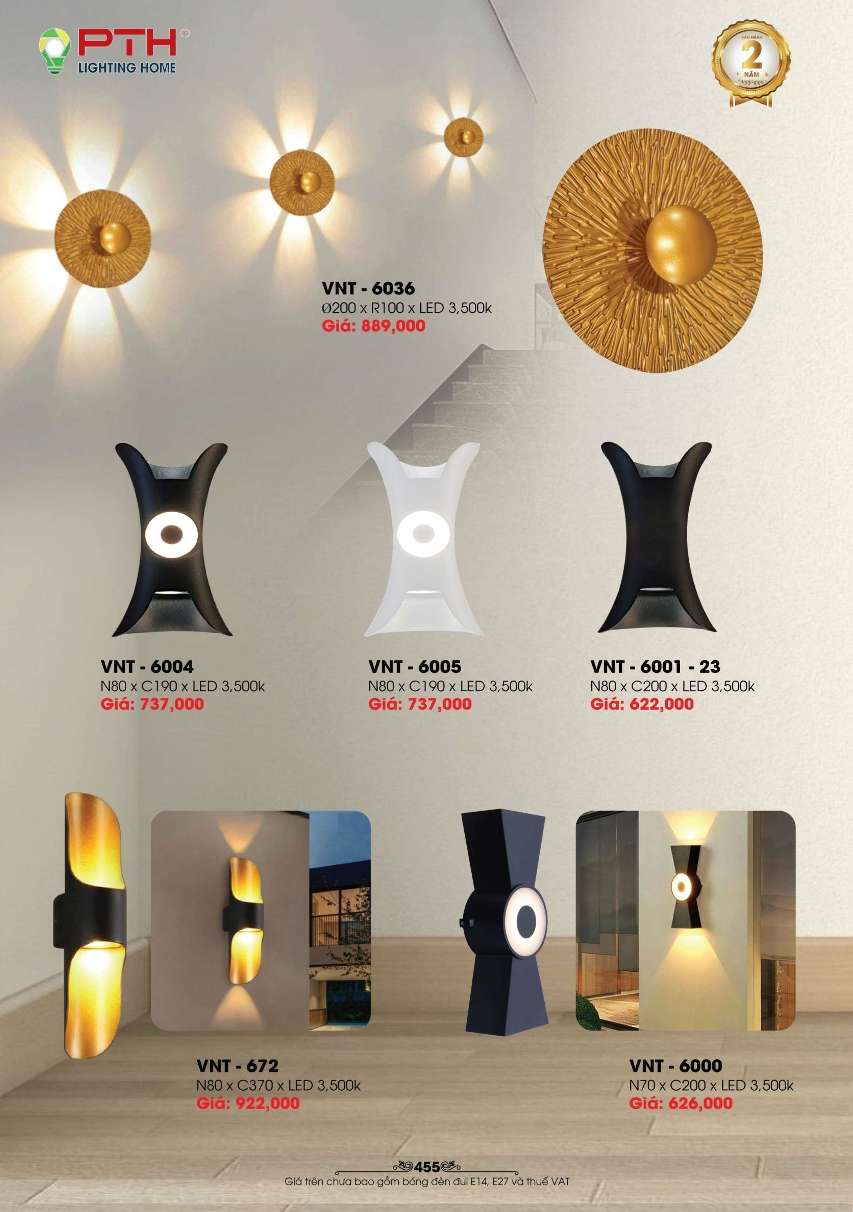 Đèn gắn tường PTH Lighting Home VNT - 6036, VNT - 6004, VNT - 6005, VNT - 6001 - 23, VNT - 672, VNT - 6000