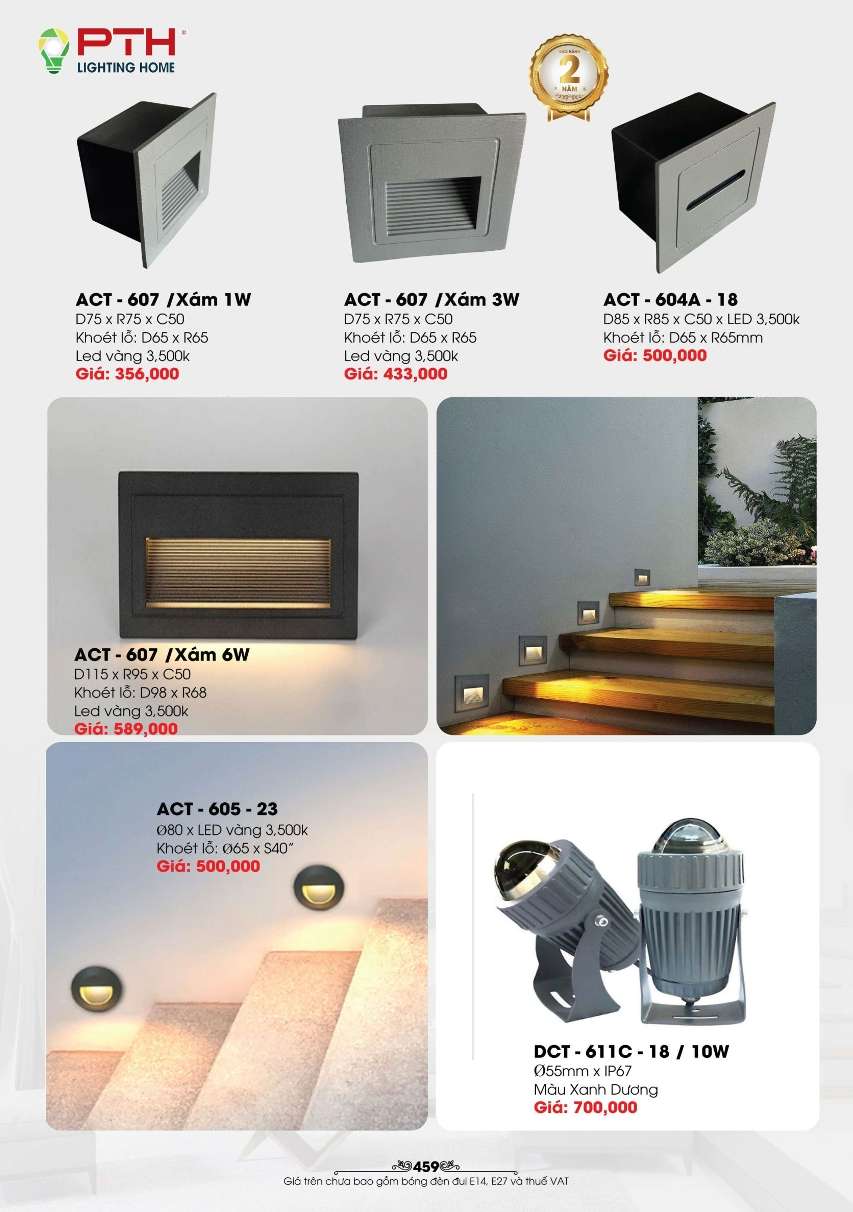 Đèn âm cầu thang PTH Lighting Home ACT - 607, ACT - 604A - 18, ACT - 605 - 23, DCT - 611C - 18