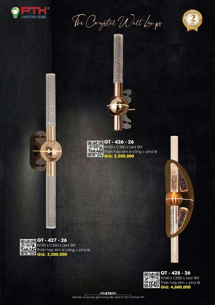 Đèn gắn tường PTH Lighting Home GT - 426 - 26, GT - 427 - 26, GT - 428 - 26