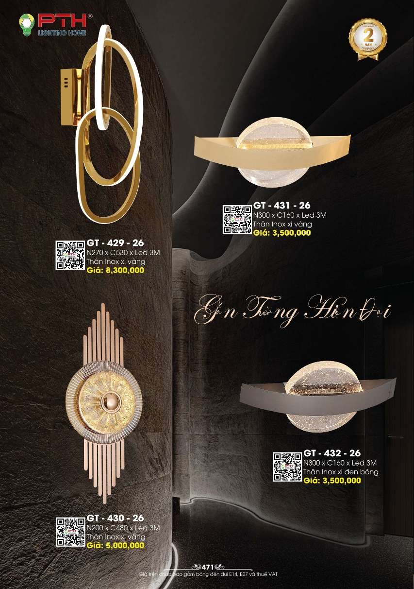 Đèn gắn tường PTH Lighting Home GT - 429 - 26, GT - 431 - 26, GT - 430 - 26, GT - 432 - 26