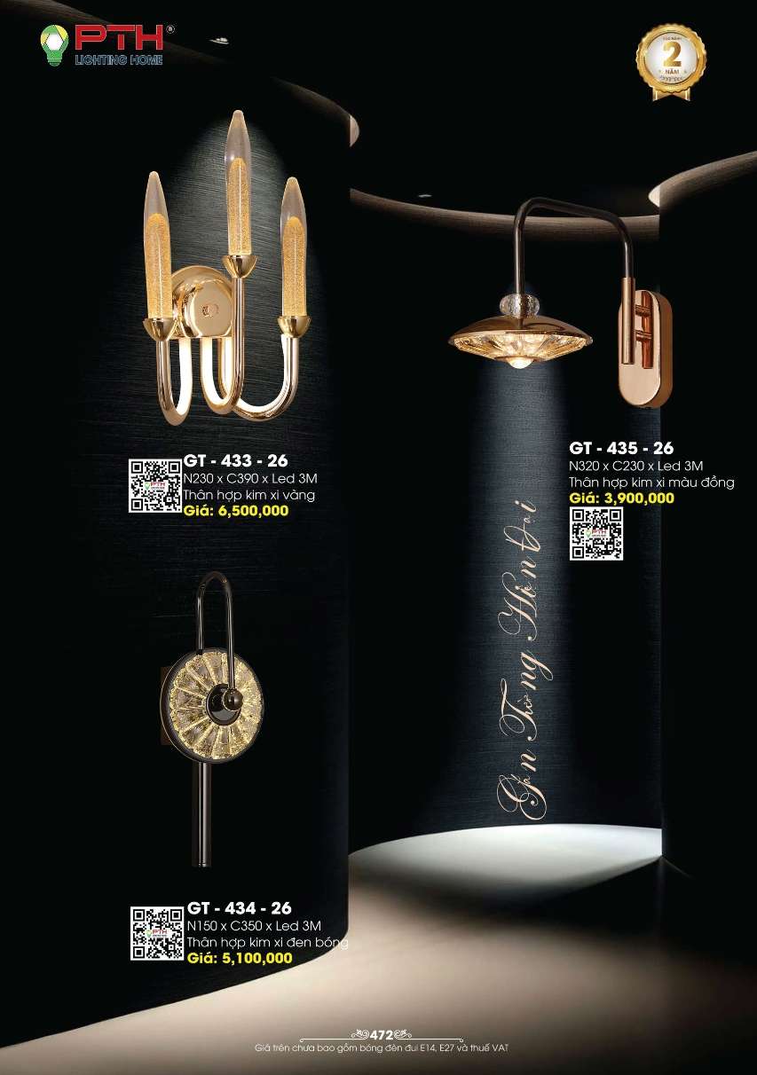 Đèn gắn tường PTH Lighting Home GT - 433 - 26, GT - 435 - 26, GT - 434 - 26