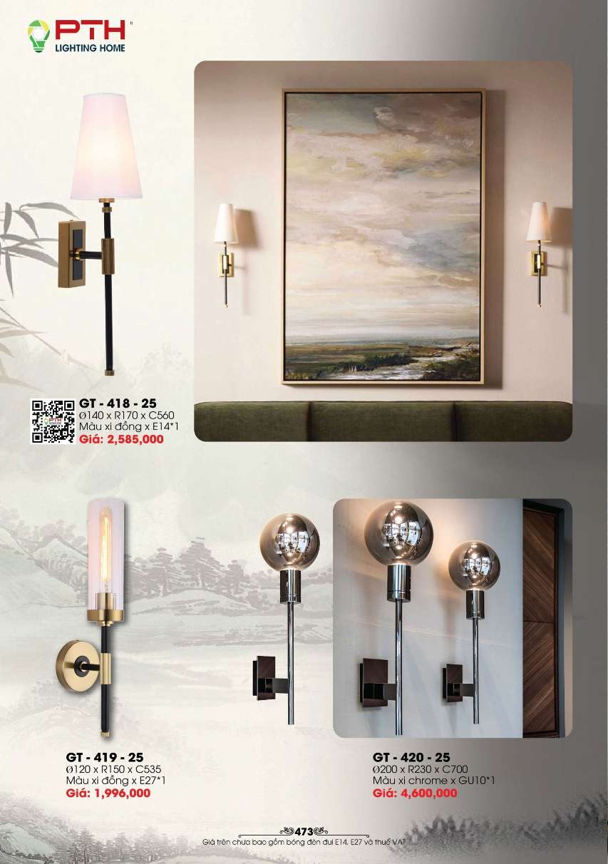 Đèn gắn tường PTH Lighting Home GT - 418 - 25, GT - 419 - 25, GT - 420 - 25