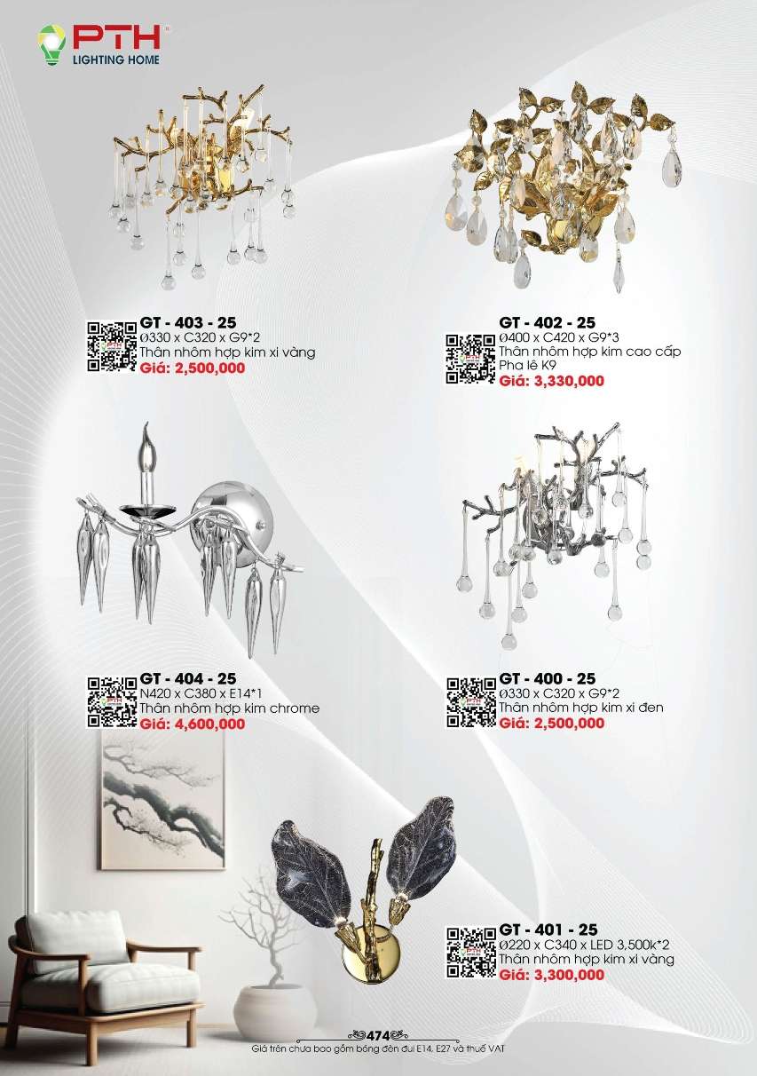 Đèn gắn tường PTH Lighting Home GT - 403 - 25, GT - 402 - 25, GT - 404 - 25, GT - 400 - 25, GT - 401 - 25